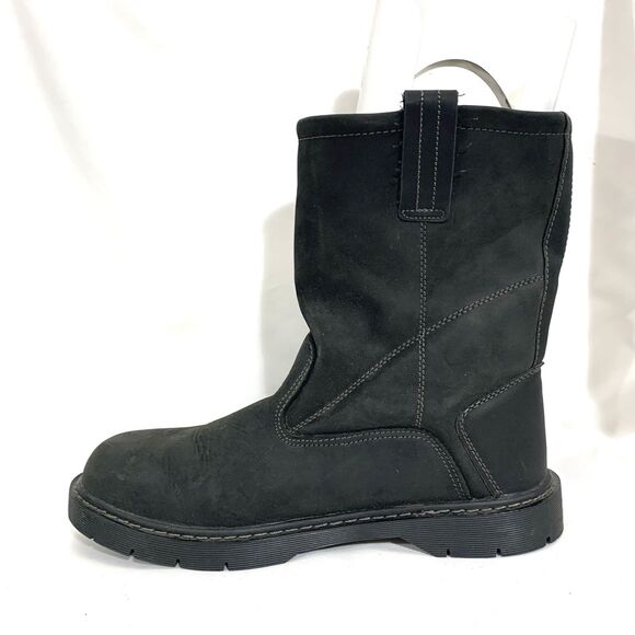 HERMAN SURVIVORS Black Leather Steel Toe Slip On Work Boots Slip Resistant Sz 14 - Picture 5 of 13